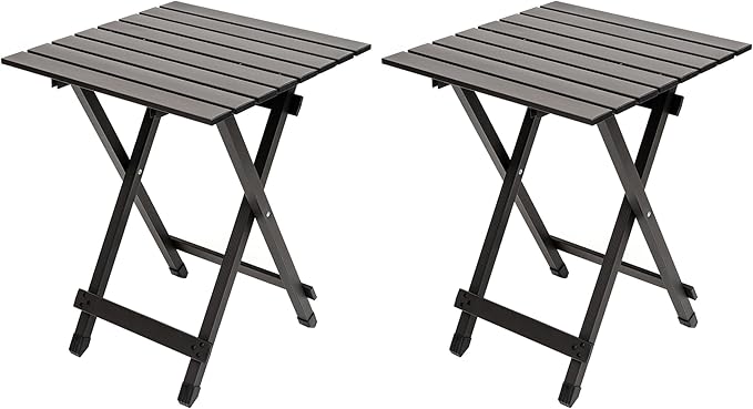 Folding Camping Table - Lightweight Aluminum Portable Picnic Table, 18.5x18.5x24.5 Inch for Cooking, Beach, Hiking, Travel, Fishing, BBQ, Indoor Outdoor Small Foldable Camp Tables