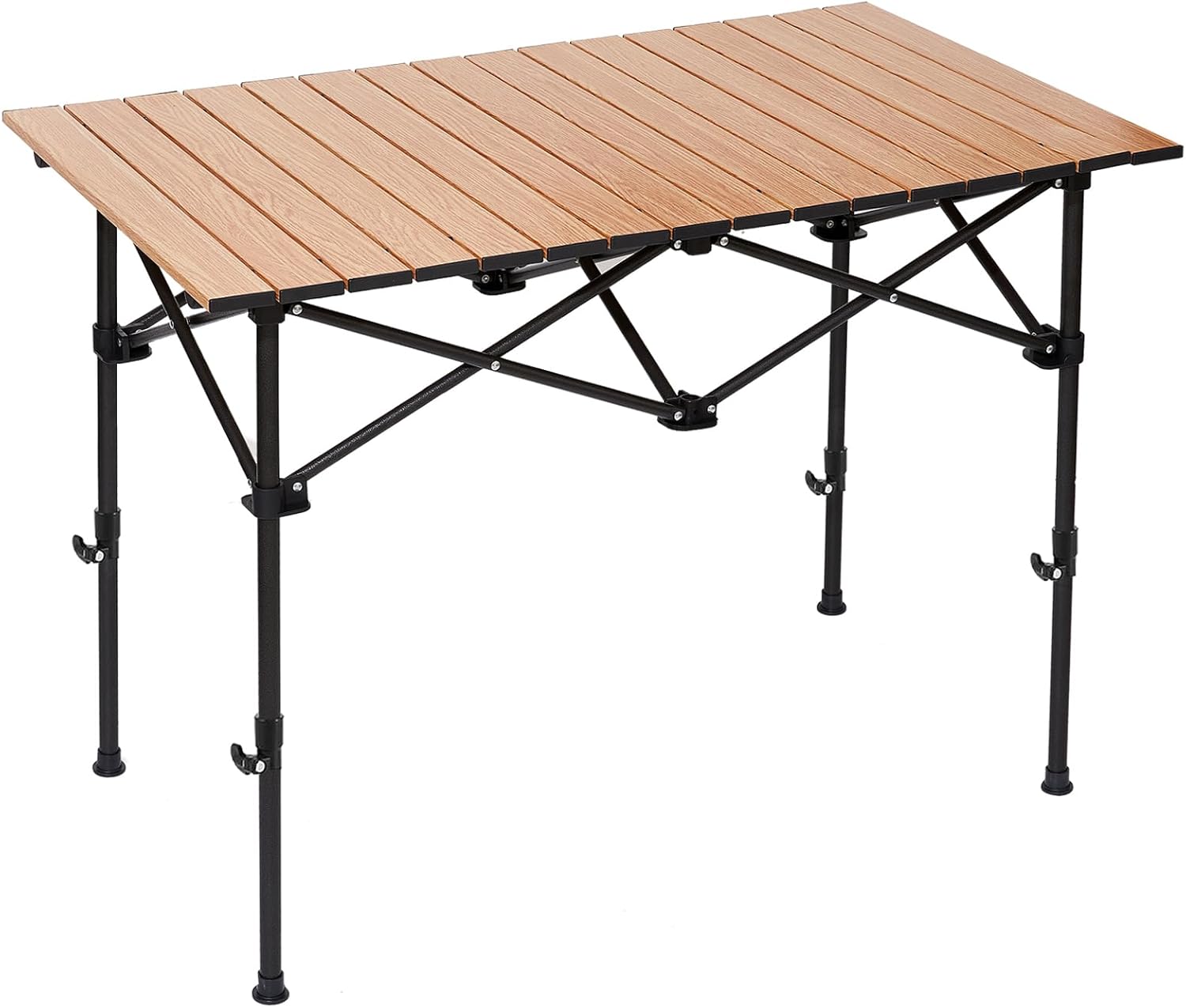 Folding Camping Table, 27.6 × 27.6 Inches Portable Camp Table Aluminum Fold Up Lightweight Roll Up Table with Carry Bag Indoor Outdoor for Camping, Picnic, Backyard, BBQ, Patio, Black