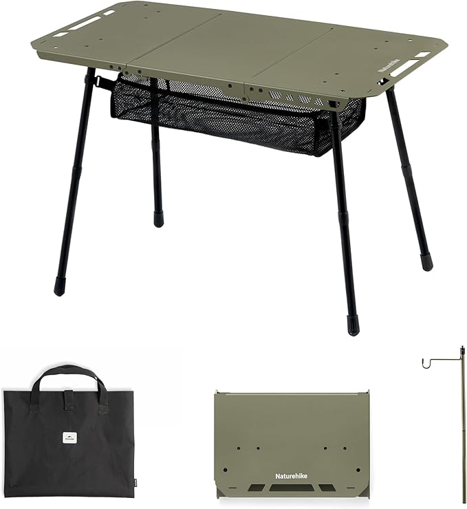 Tactical Camping Table with Adjustable Height, Collapsible Table Lightweight with Carry Bag for Camping, Travel expeditions, Hiking, Picnics, BBQs & Beach Trips