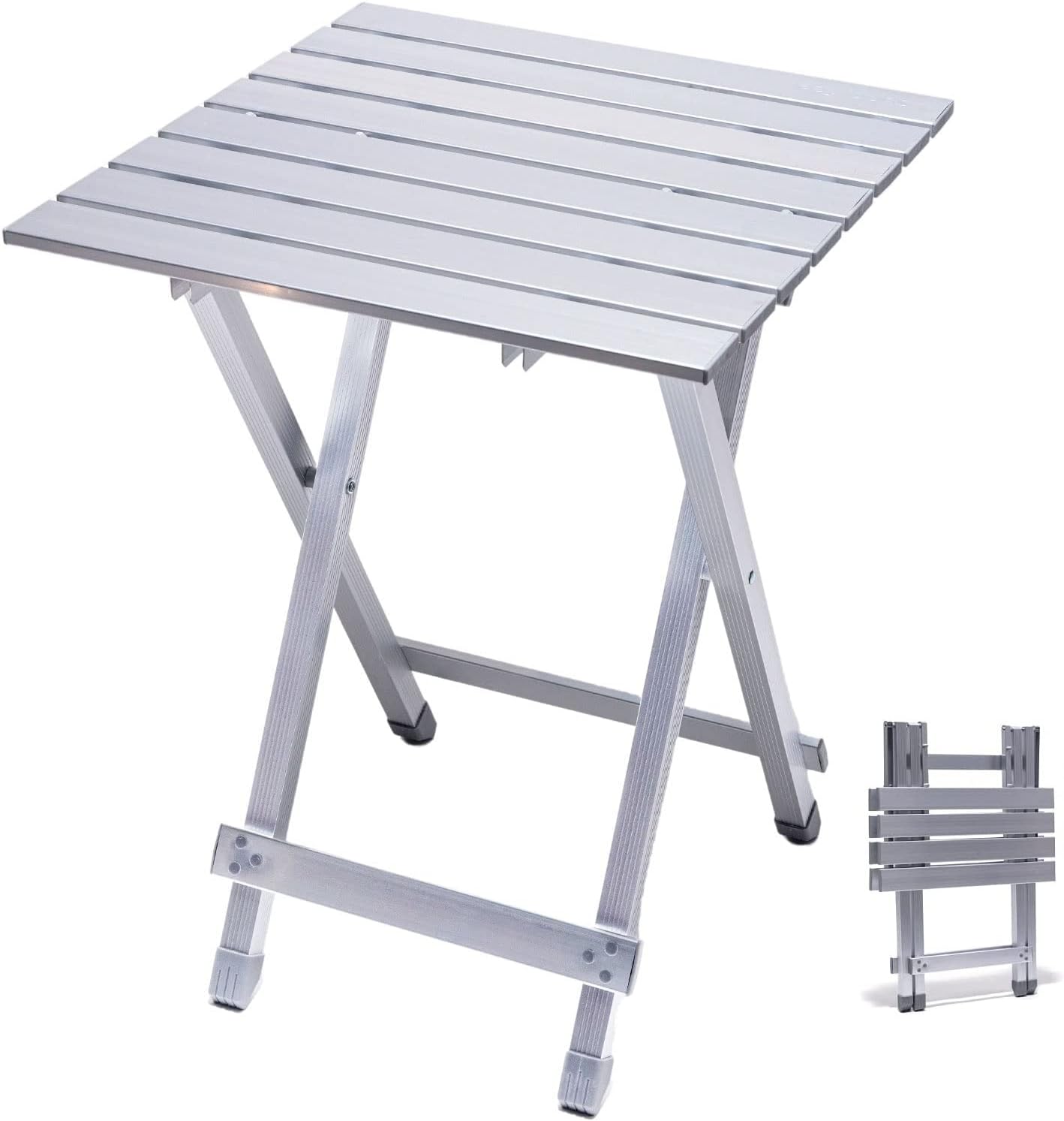 Folding Camping Table - Lightweight Aluminum Portable Picnic Table, 18.5x18.5x24.5 Inch for Cooking, Beach, Hiking, Travel, Fishing, BBQ, Indoor Outdoor Small Foldable Camp Tables