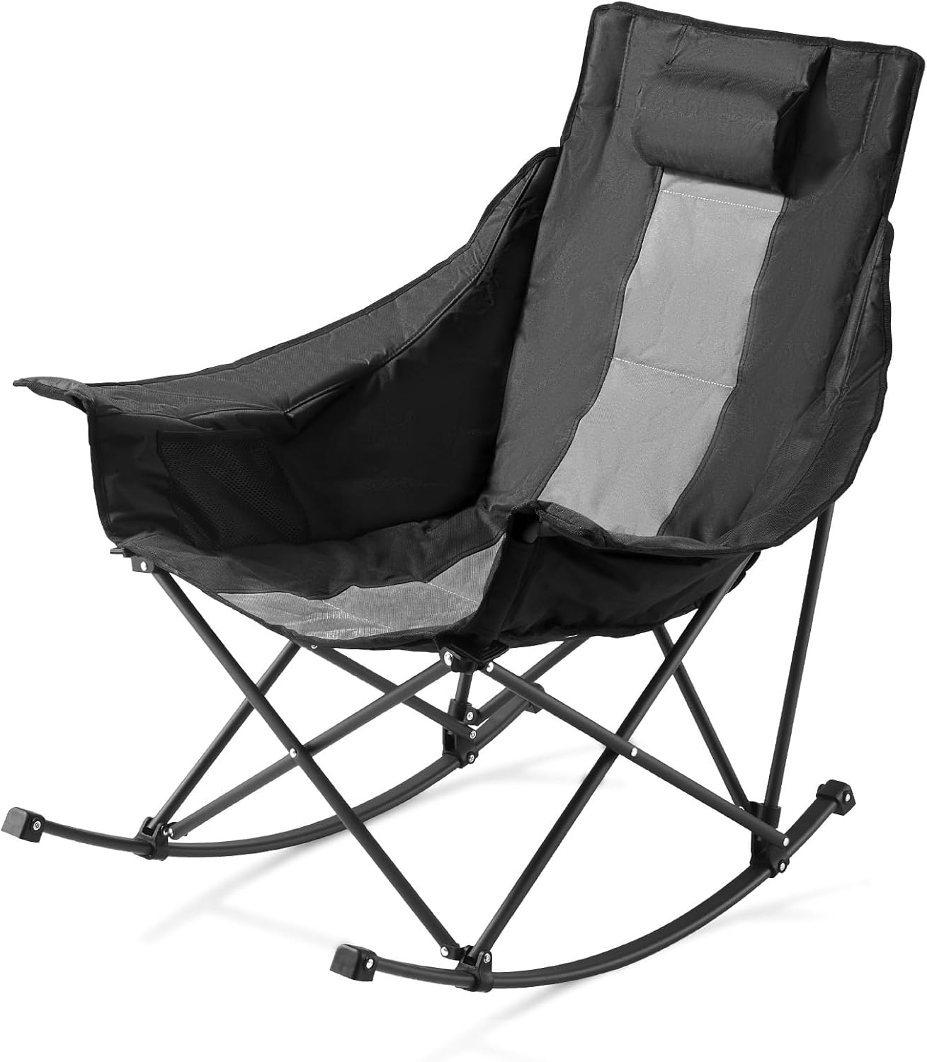 Folding Camping Chair, 3 Reclining Positions, Outdoor High Back Camping Chair, 260lbs Weight Capacity, Full Padded Beach Chairs with Armrest & Headrest, Portable Lawn Chairs for Sports Travel