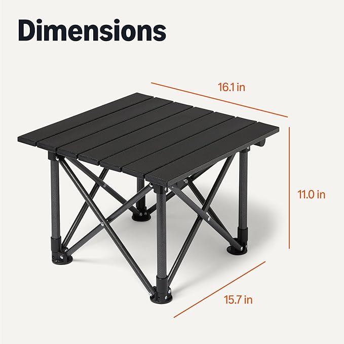 Basics Camping Table, Made of Alloy Steel and Aluminum, Small, Folding, Camping Essentials, Black
