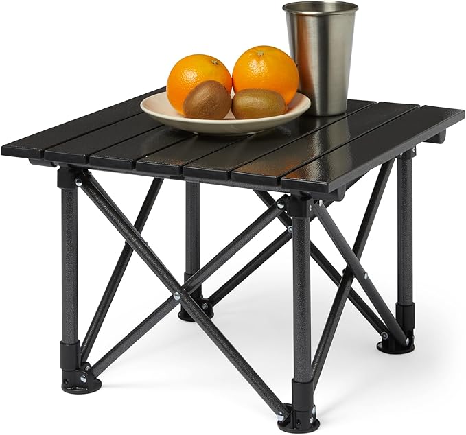 Basics Camping Table, Made of Alloy Steel and Aluminum, Small, Folding, Camping Essentials, Black