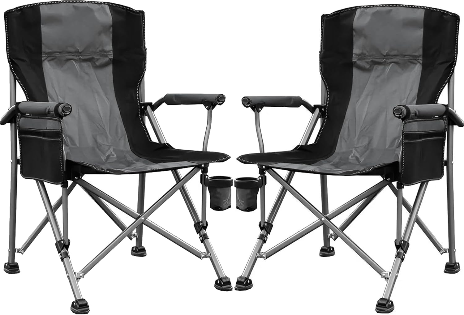 Camping Chair for Adults Heavy Duty Outdoor Patio Lawn Chairs Portable Support 350 LBS High Back Padded Oxford with Armrests, Storage Bag, Cup Holder, for Outside Fishing, Camping, Foldable