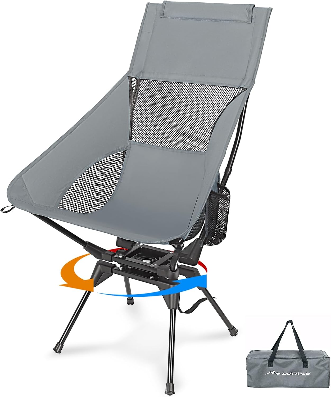 Camping Chair, High Back Folding Chair with Head Support, Side Cup Pocket, Stable Portable Outdoor Chair for Camp, Travel, Beach, Party, Fishing, Hiking, Backpacking, Black Red