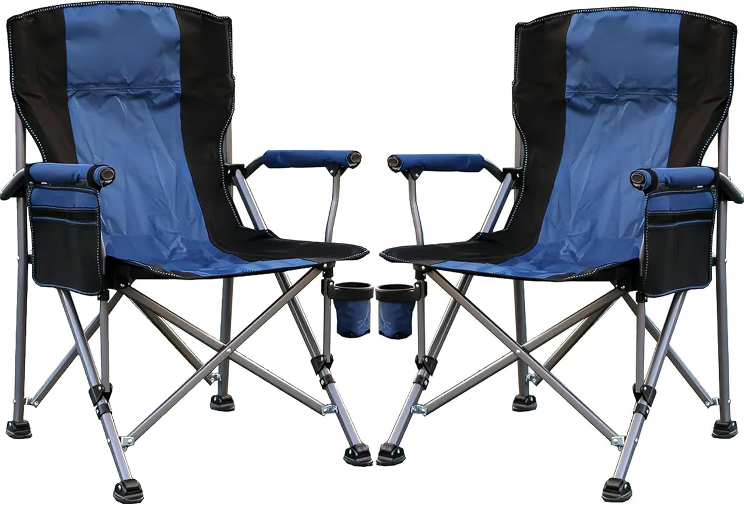 Camping Chair for Adults Heavy Duty Outdoor Patio Lawn Chairs Portable Support 350 LBS High Back Padded Oxford with Armrests, Storage Bag, Cup Holder, for Outside Fishing, Camping, Foldable