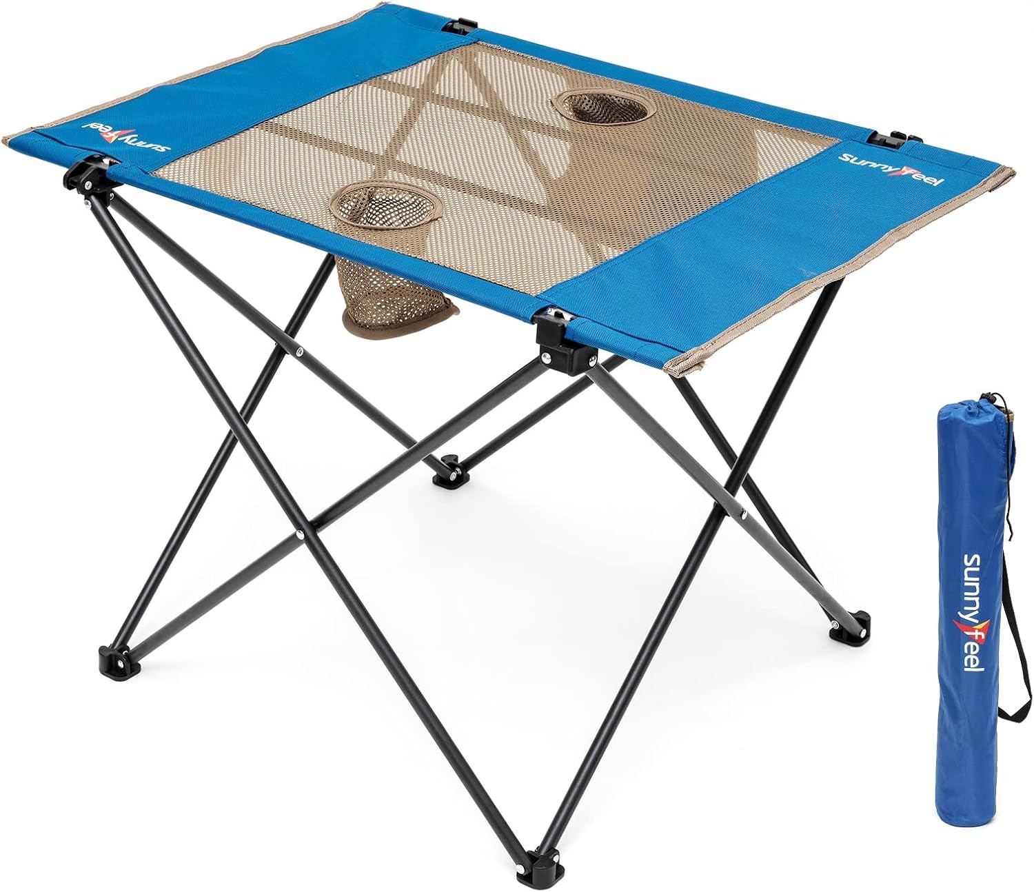 Folding Camping Table - Lightweight Aluminum Portable Picnic Table, 18.5x18.5x24.5 Inch for Cooking, Beach, Hiking, Travel, Fishing, BBQ, Indoor Outdoor Small Foldable Camp Tables