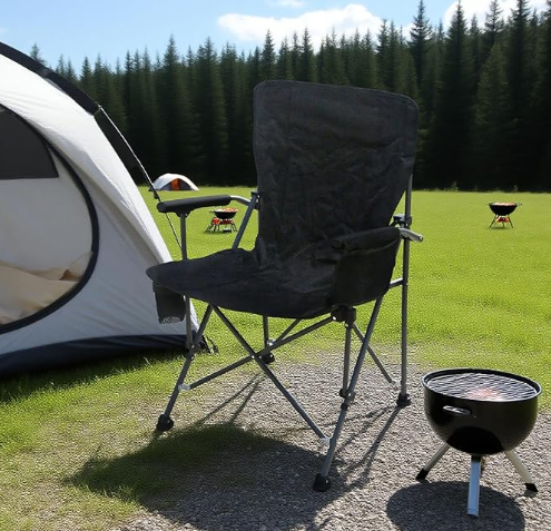 Portable Camping Chairs- Lightweight,Back with Side Pockets & Cup Holder