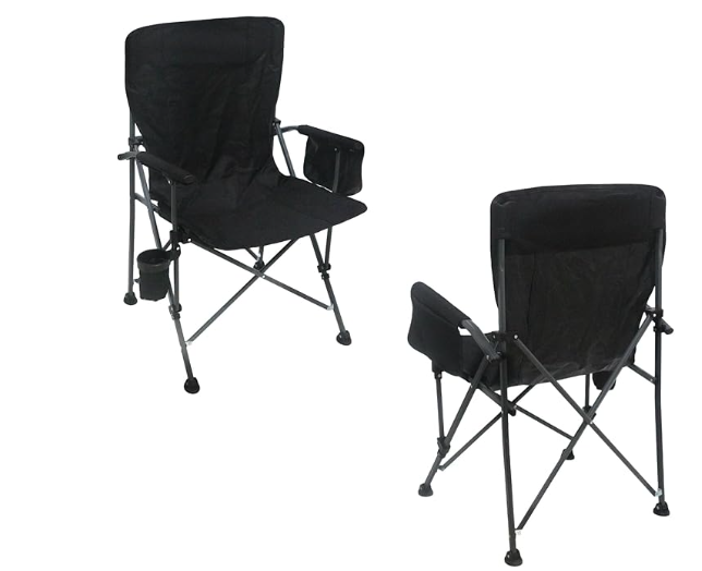 Portable Camping Chairs- Lightweight,Back with Side Pockets & Cup Holder