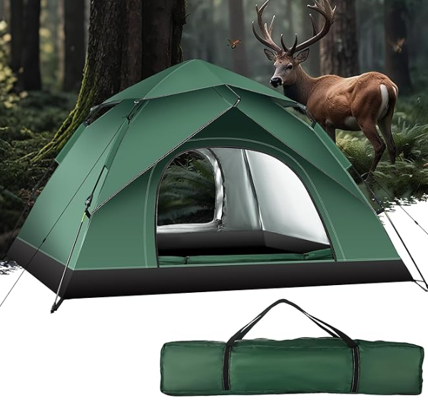 3–4 Person Dome Camping Tent, Instant Setup Waterproof Tent with Rainfly