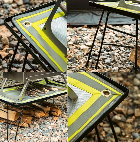 Wood Stove Table for Camping Tent Stove Table Folding Stove Base with Mat Portable Steel (23.6''×13.8'')
