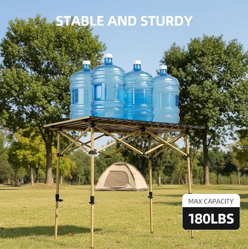 Camping Table Folding Portable Camp Lightweight Roll Up Table Adjustable Height with Carry Bag Indoor Outdoor for Camping, Home,Picnic,Backyard,BBQ,Party