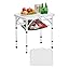 Folding Camping Table, Adjustable Height Aluminum MDF Outdoor Portable Lightweight, for Cooking, Beach, Picnic, Travel, 24 x 16 inch
