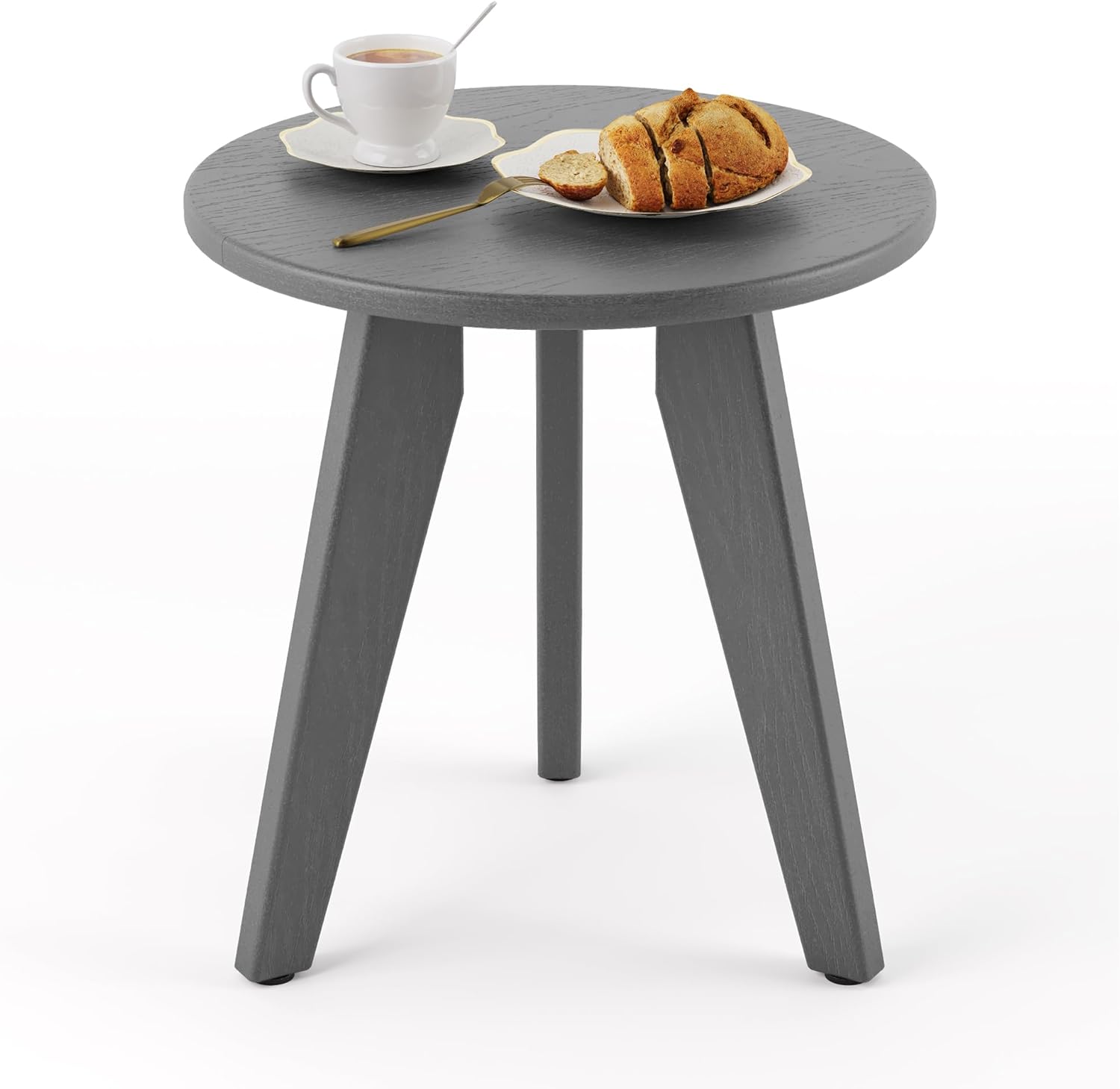 Outdoor Side Table, Small Round Side Table Weather-Resistant, Outdoor Side Tables for Patio, Porch, Deck, End Table for Plant Stand, Living Room, Bedroom, Black