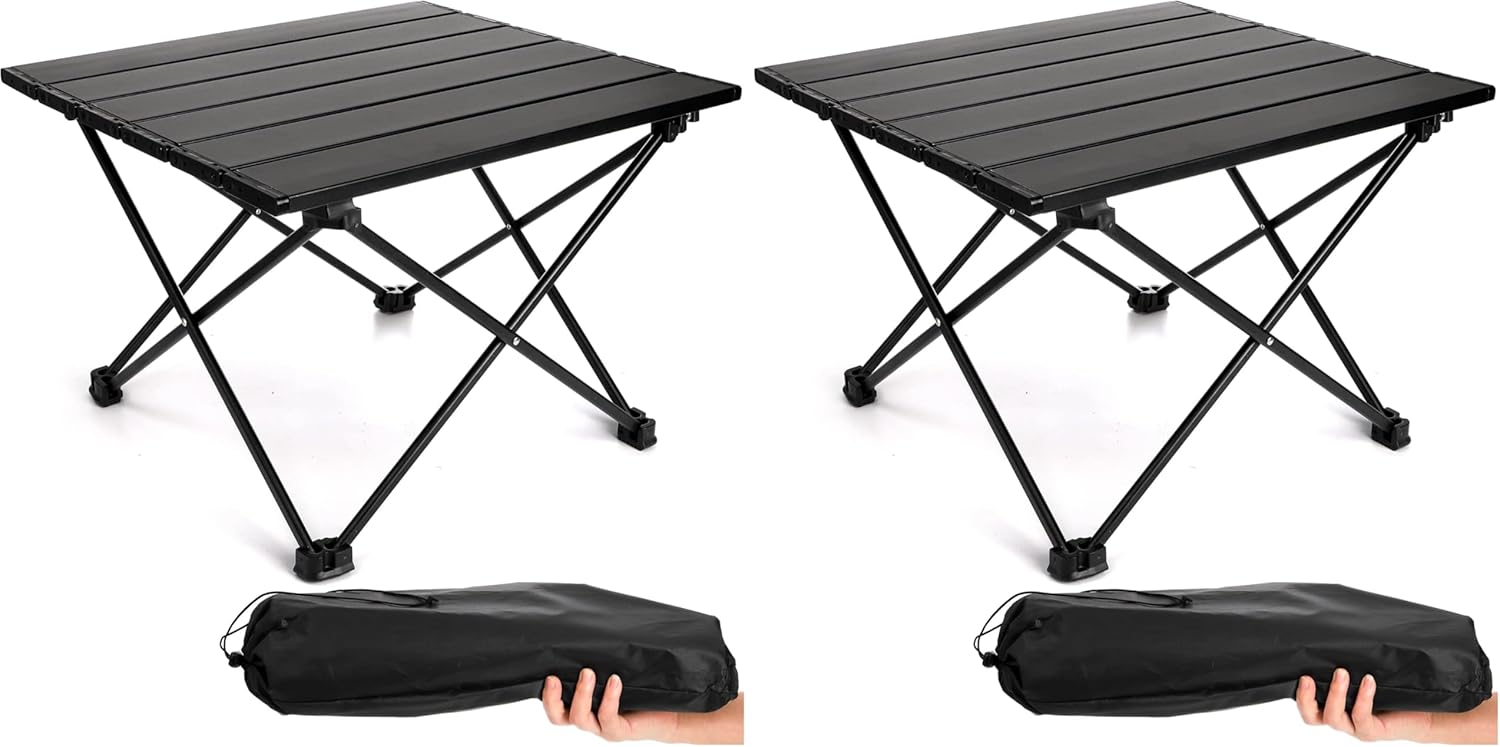 Camping Side Table, Portable Folding Beach Table, Small Aluminum Picnic Backpacking Table for Outdoor Cooking, BBQ, Hiking, Boat, Travel, 15.5''L x 13.8''W x 11.4''H