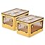 2 Pack Plastic 4 Doors Collapsible Storage Bins with Lid & Wheels