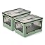 2 Pack Plastic 4 Doors Collapsible Storage Bins with Lid & Wheels