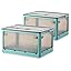 2 Pack Plastic 4 Doors Collapsible Storage Bins with Lid & Wheels