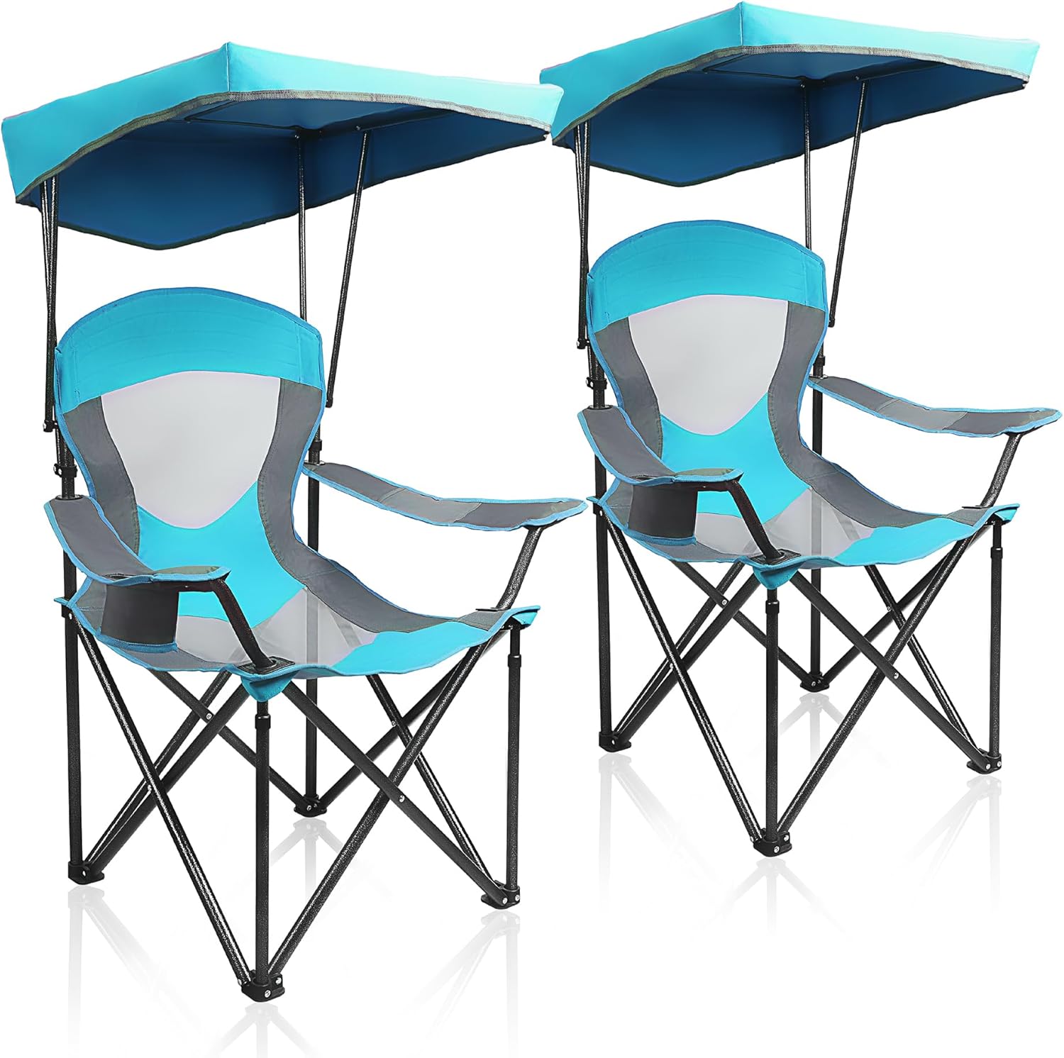 Heavy Duty Canopy Lounge Chair Sunshade Hiking Travel Chair with Cup Holder