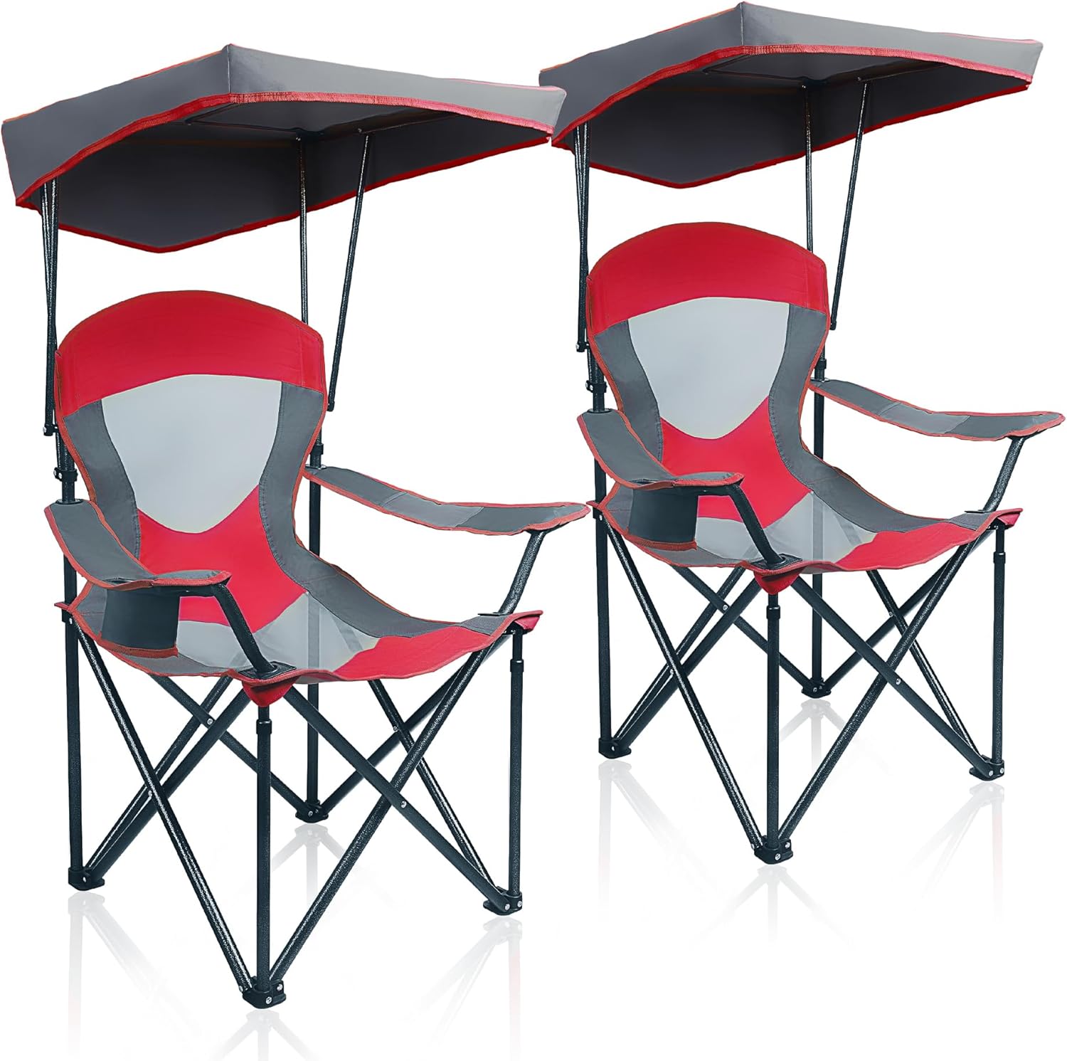 Heavy Duty Canopy Lounge Chair Sunshade Hiking Travel Chair with Cup Holder