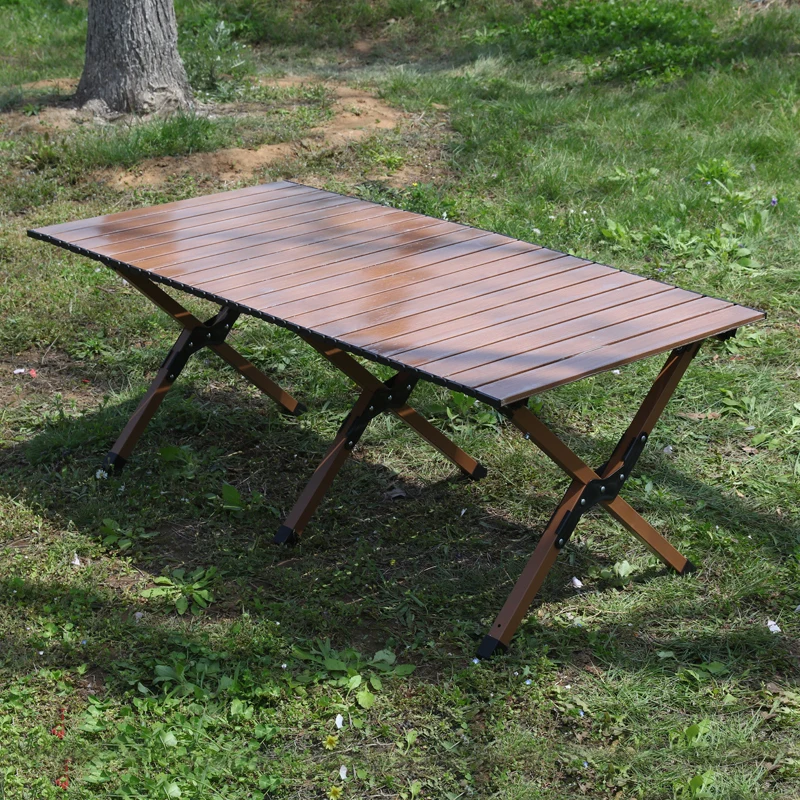 Luxury Portable Garden Dining Outdoor Table Wooden Low  Rolling up Wood Camping Folding Table