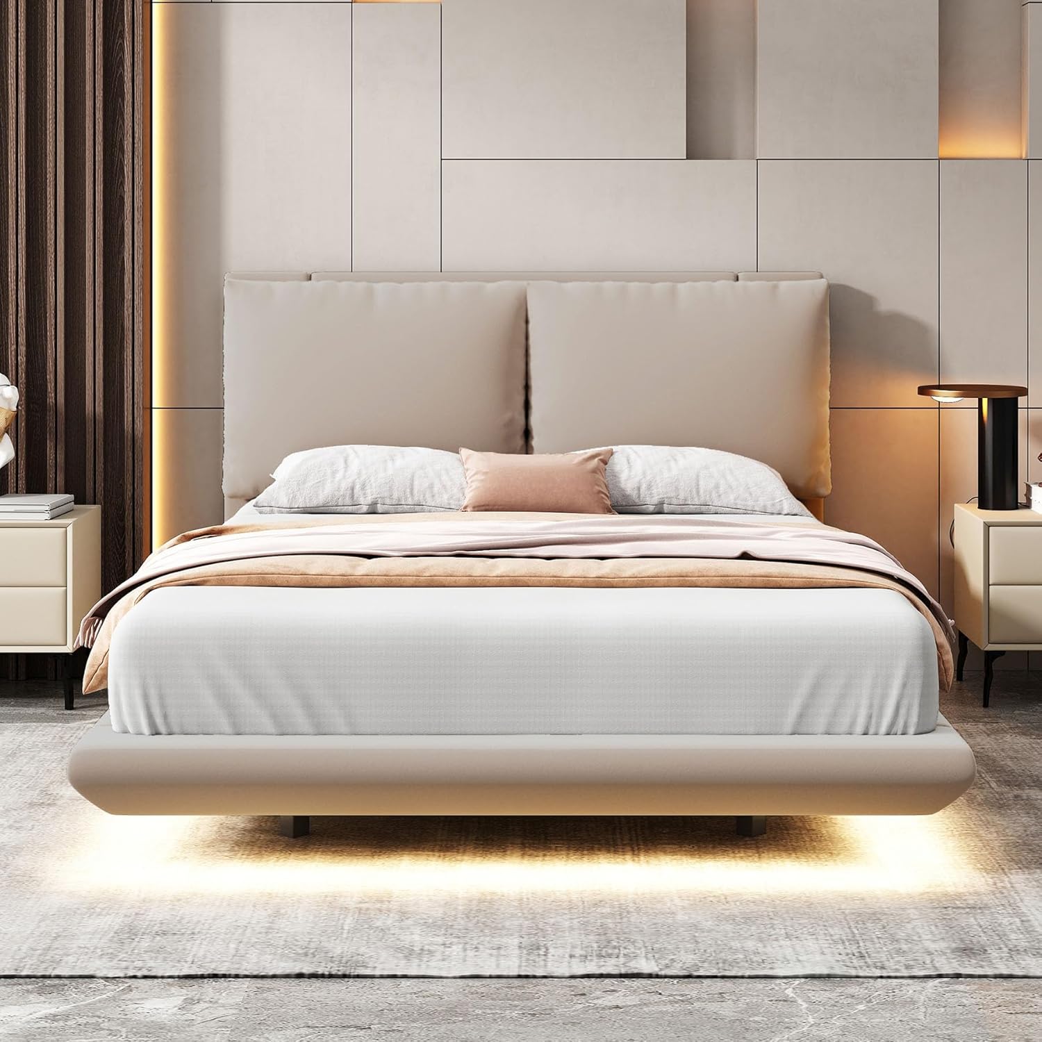  Upholstered Floating Bed Frame Full 
