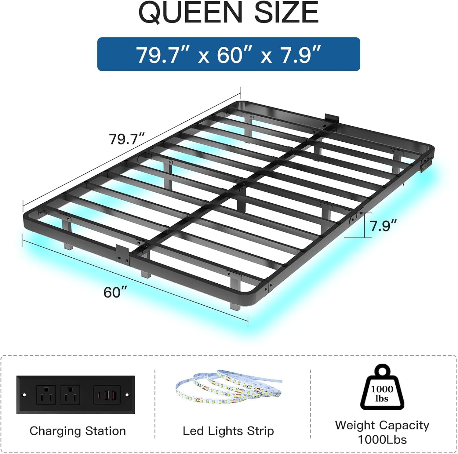 Queen Size Floating Platform Bed Frame
