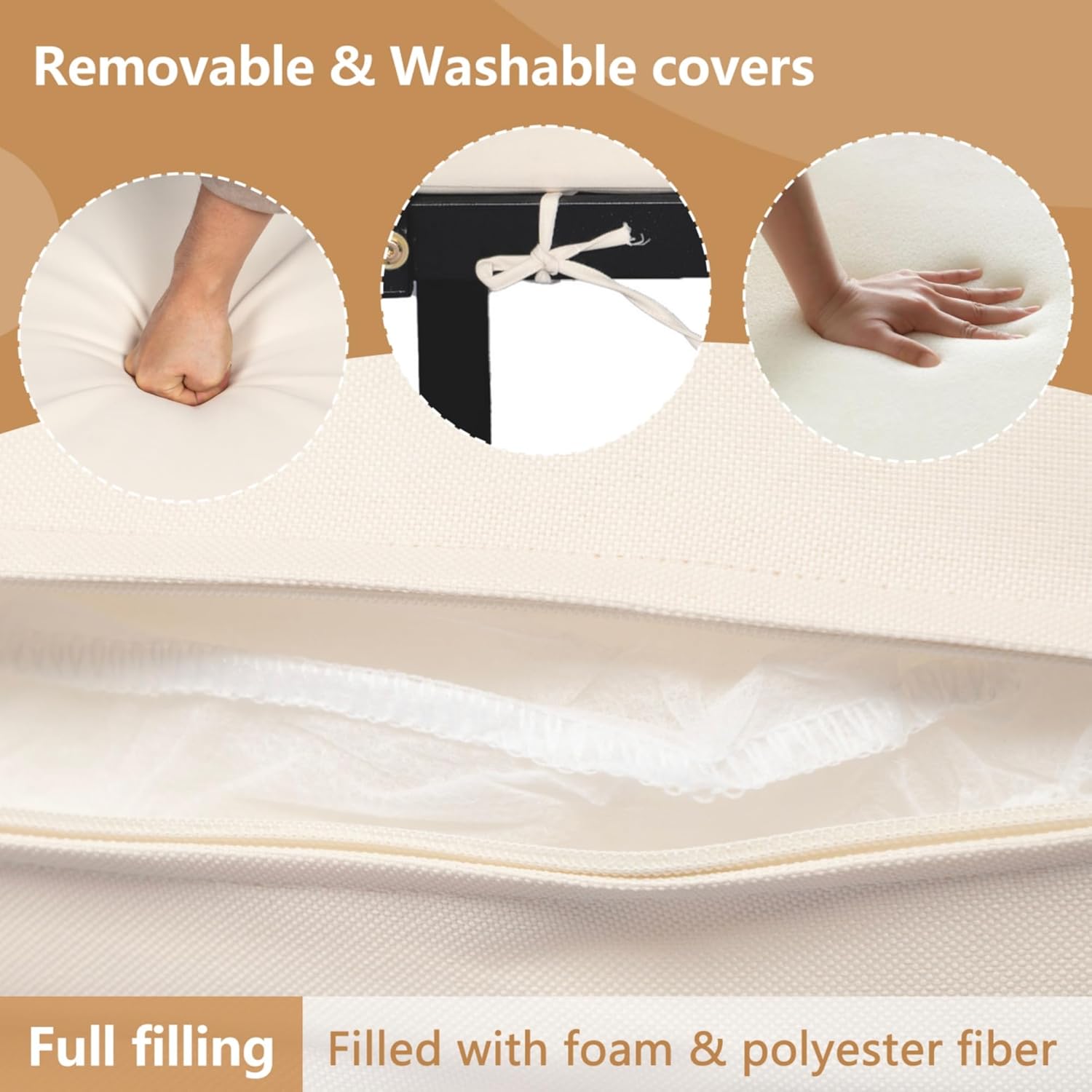 4pcs Acacia Wood L-Shaped Patio Couch Furniture with Removable Cushions, Coffee Table