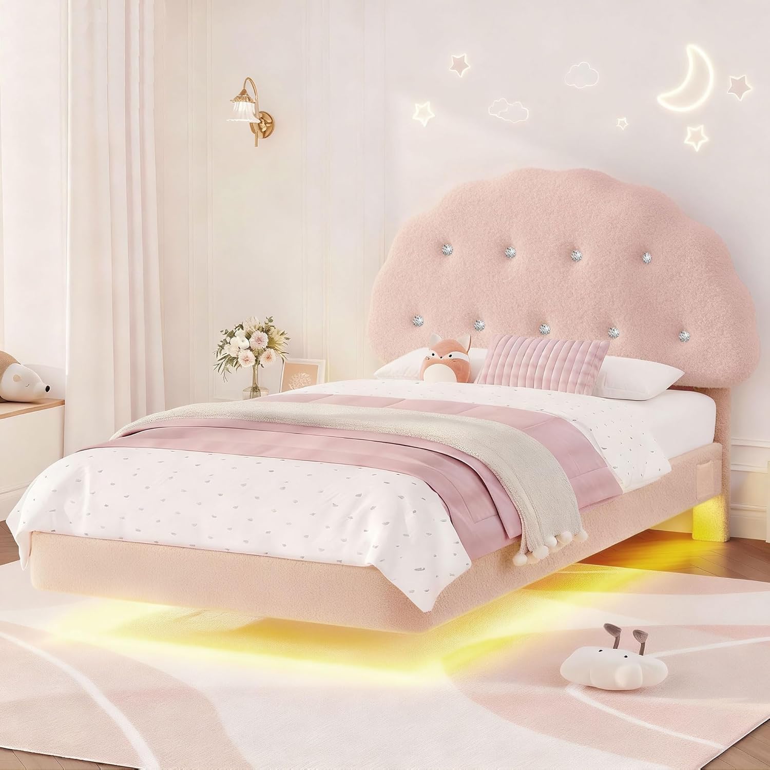 Full Floating Bed Frames with Adjustable Headboard