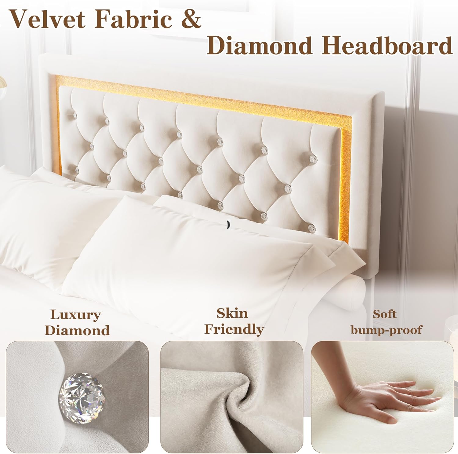 Floating Bed Frame Full Size with Smart Led Lights