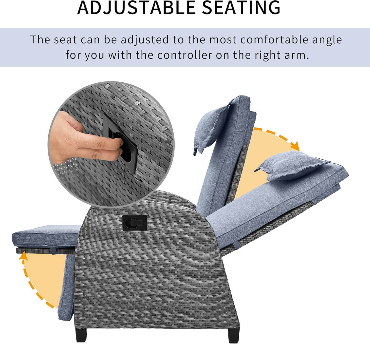 Two Outdoor Adjustable Chairs with Coffee Table