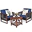  3 Pieces Patio Wicker Furniture Set