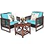  3 Pieces Patio Wicker Furniture Set
