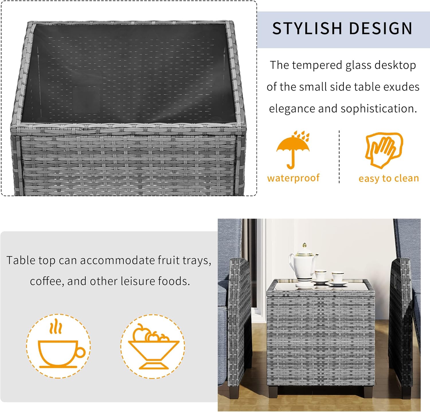 Two Outdoor Adjustable Chairs with Coffee Table