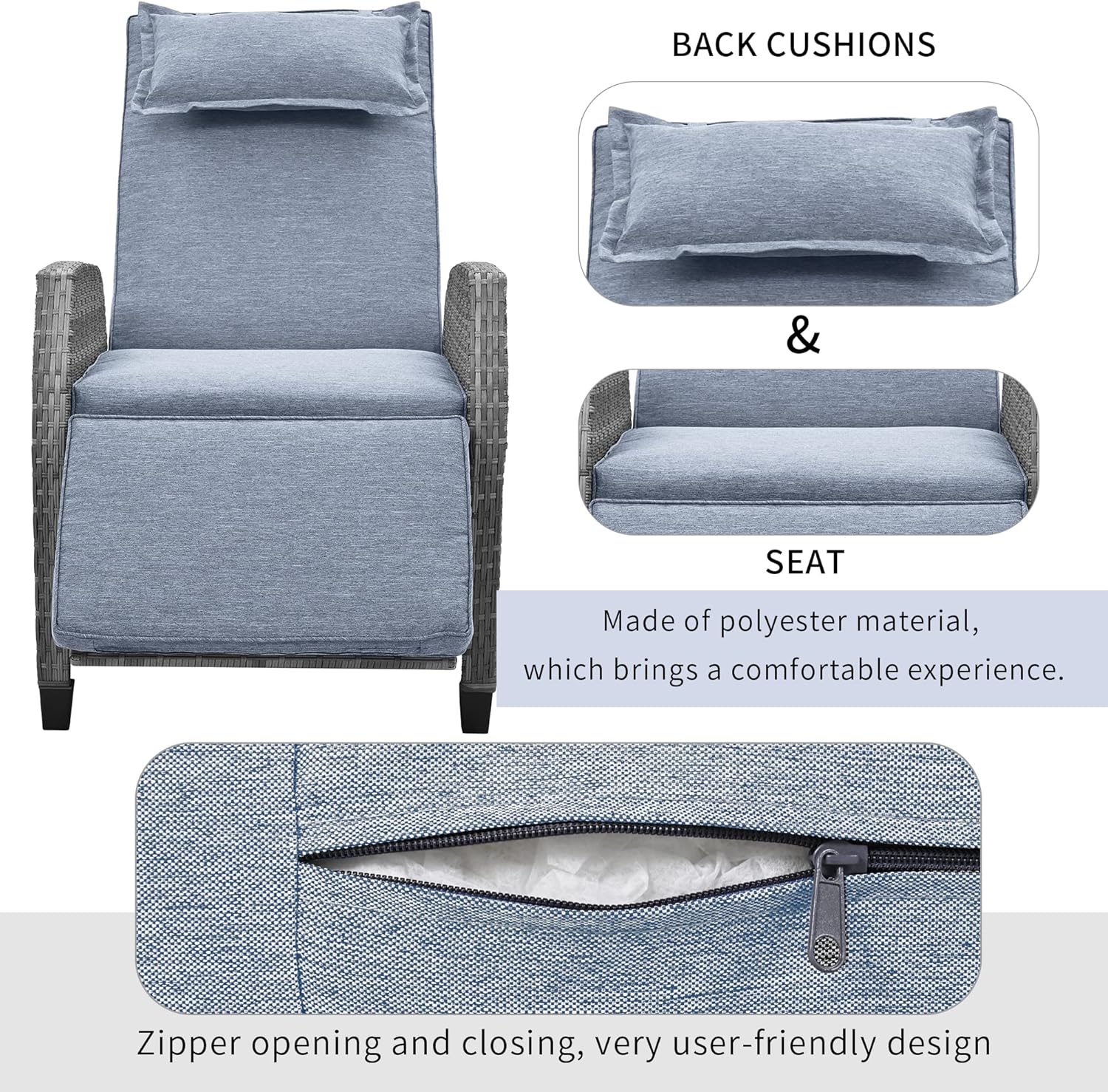 Two Outdoor Adjustable Chairs with Coffee Table