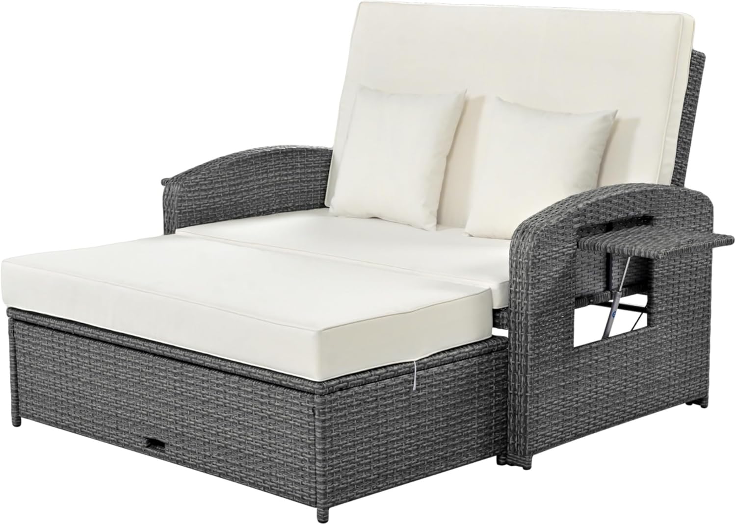 2-Person Reclining Daybed with Adjustable Back and Cushions