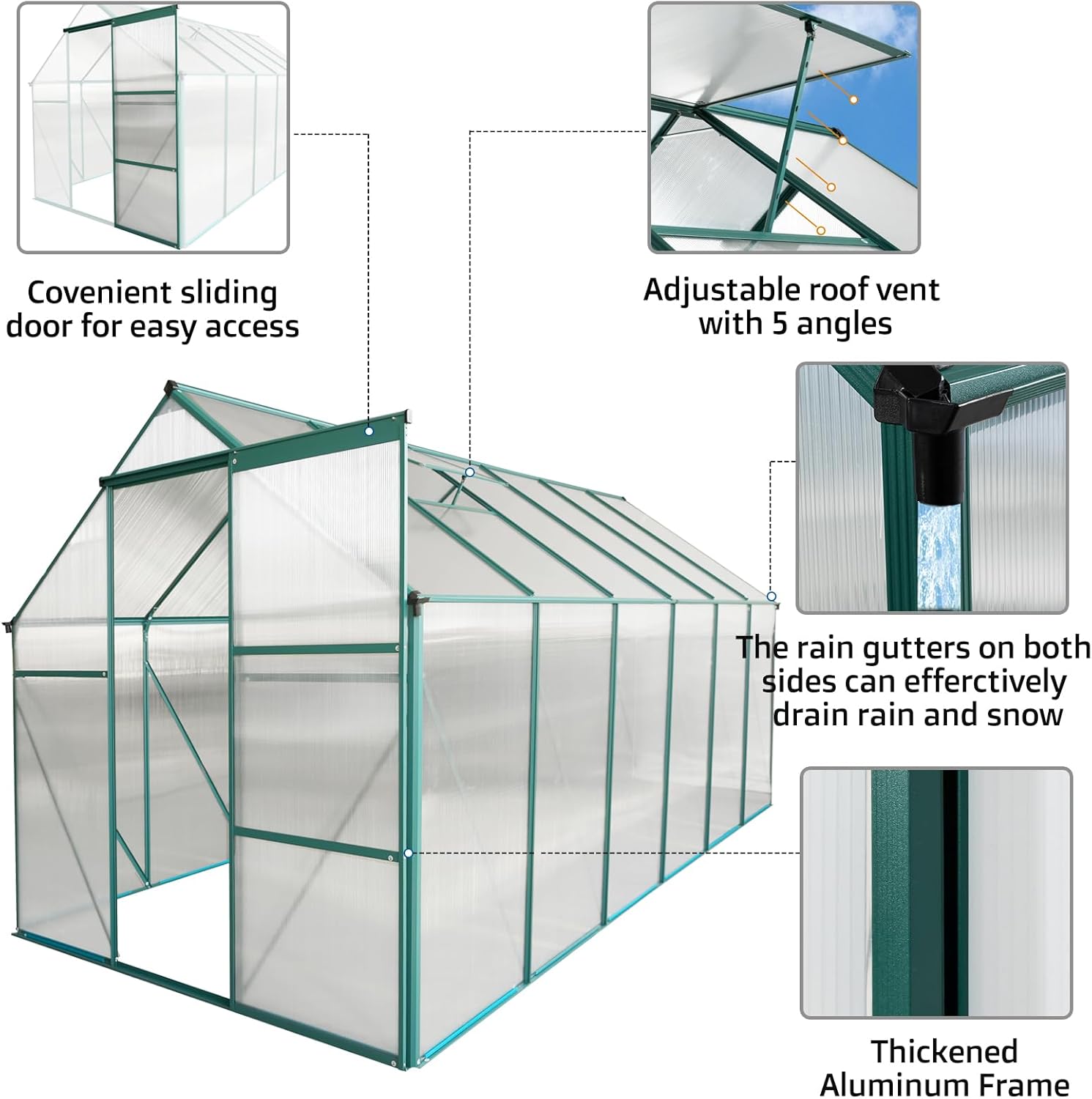 6x12 FT Polycarbonate Greenhouse