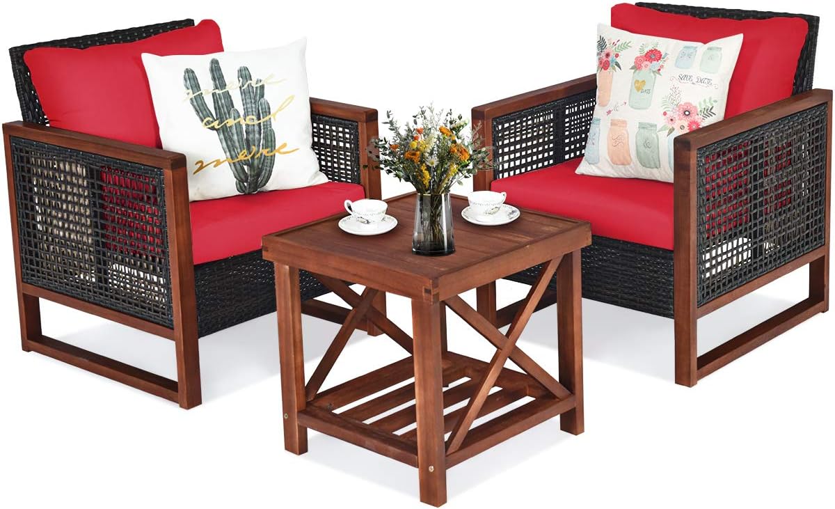  3 Pieces Patio Wicker Furniture Set