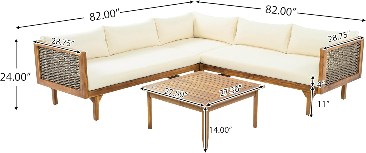 5-Seater Acacia Wood Patio Furniture Set