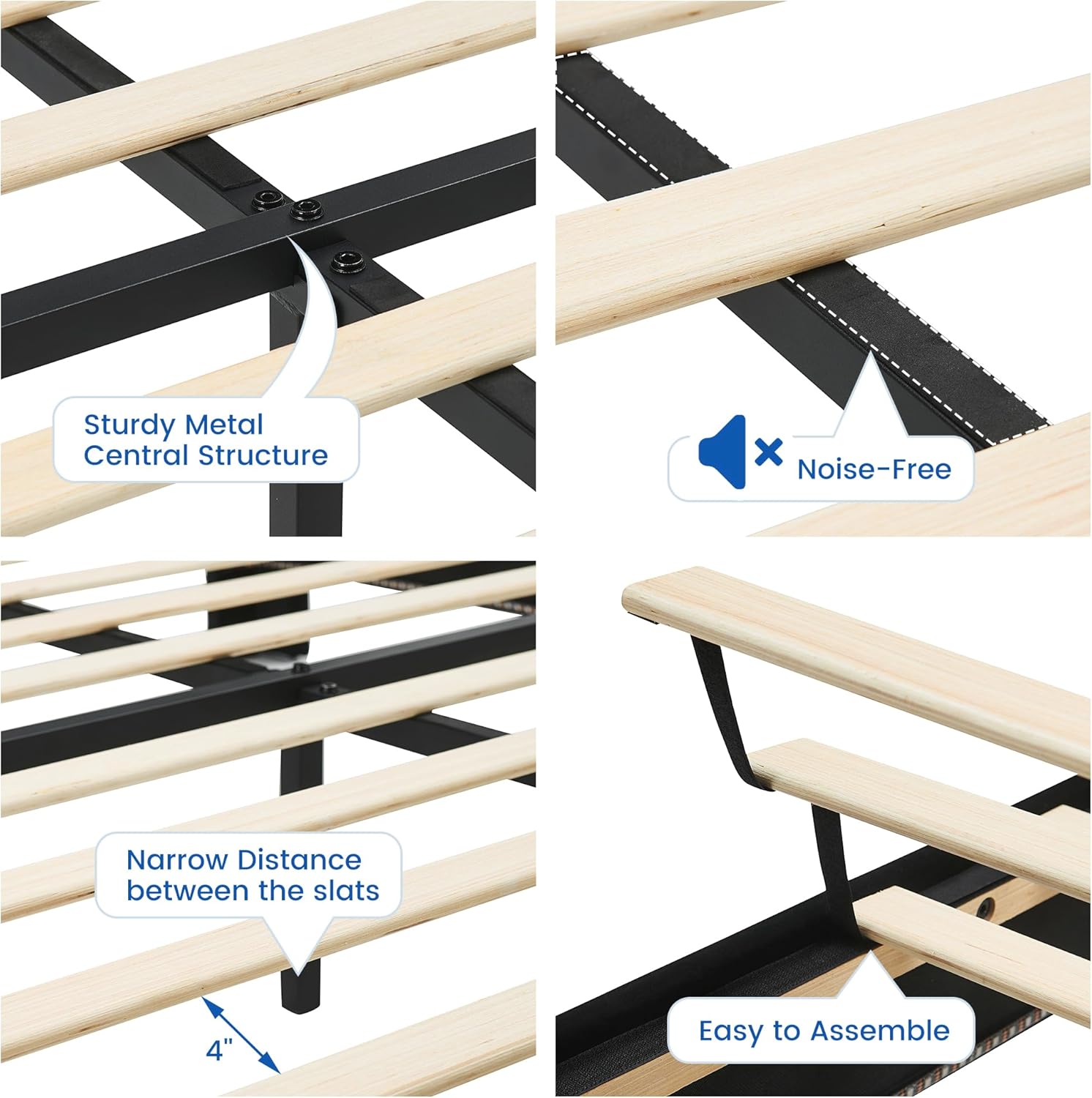Full Floating Bed Frame with LED Lights