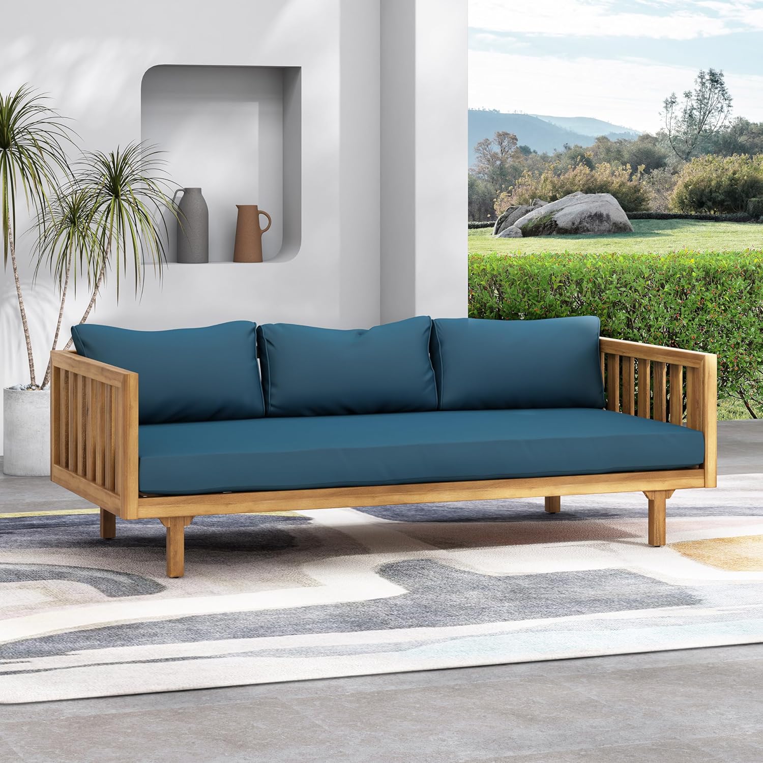 67.5" Outdoor Patio Daybed 3 Seater Sofa Bed