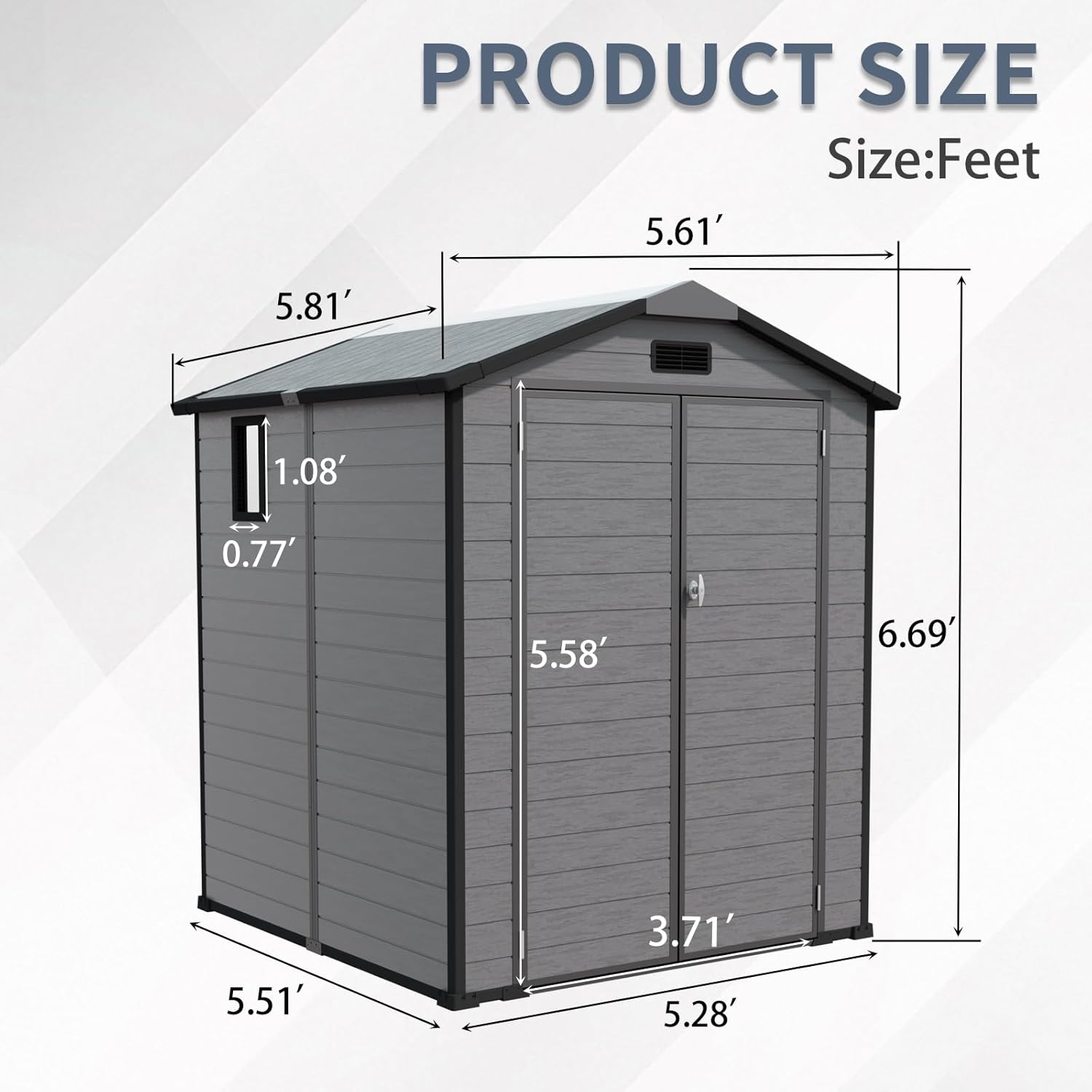 6x6 FT Shed Outdoor Storage Shed with Lockable Doors, Window, Floor, Slooping Roof