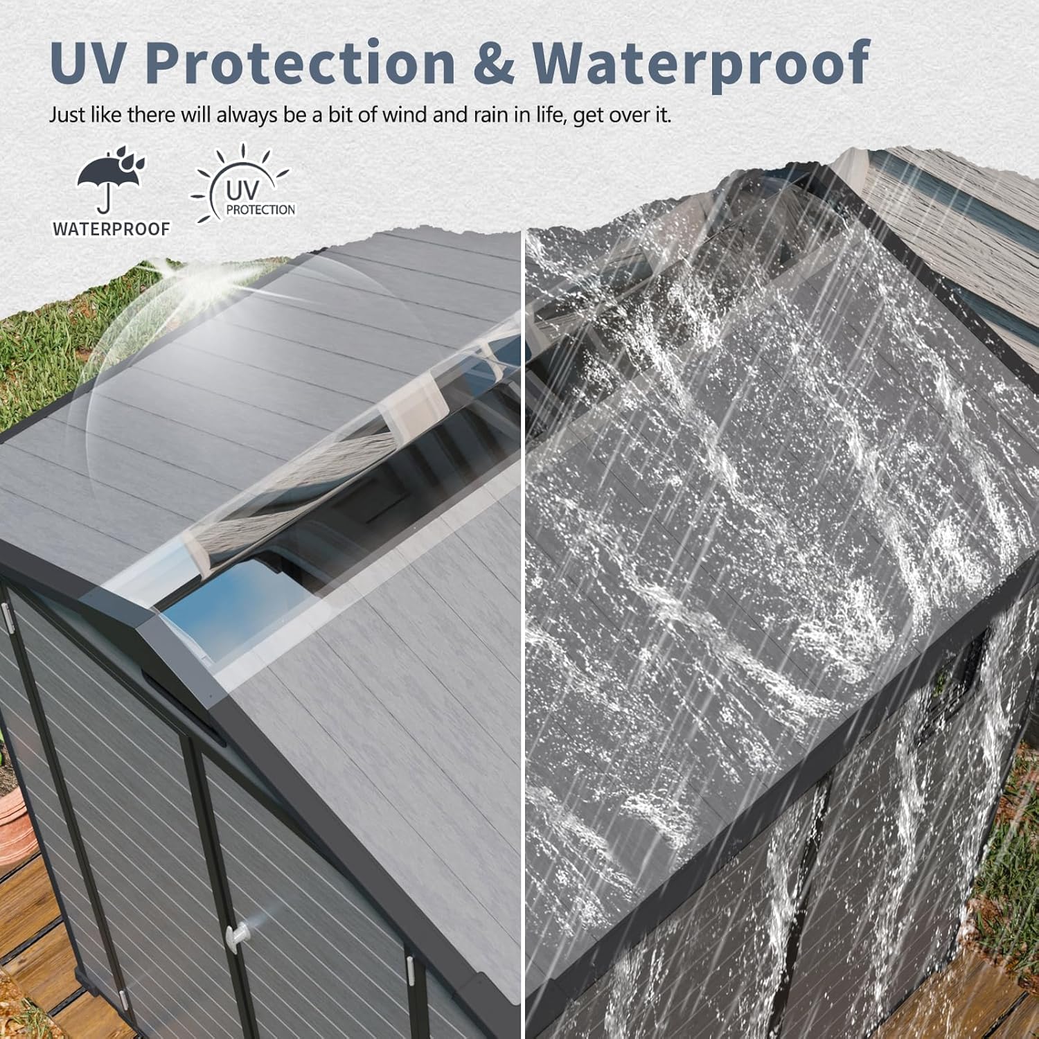 6x6 FT Shed Outdoor Storage Shed with Lockable Doors, Window, Floor, Slooping Roof