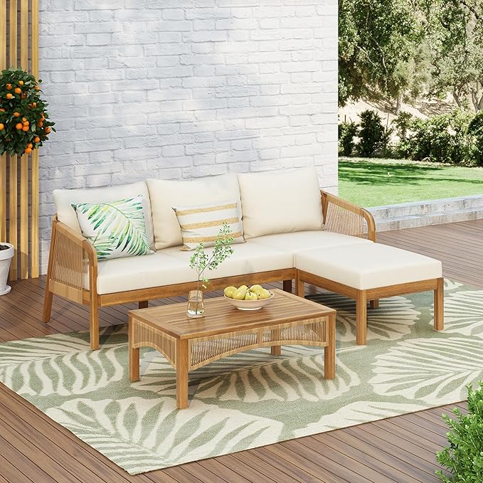  3 Pieces Acacia Wood Patio Furniture Set