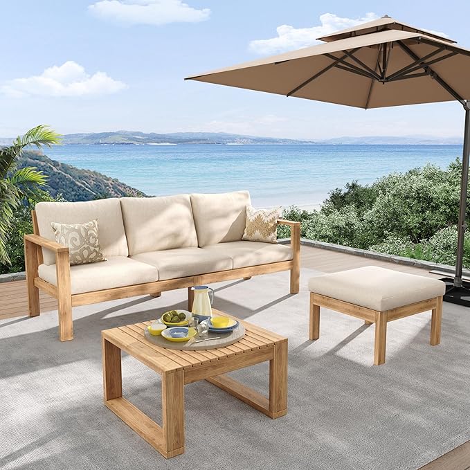  3 Pieces Acacia Wood Furniture Set