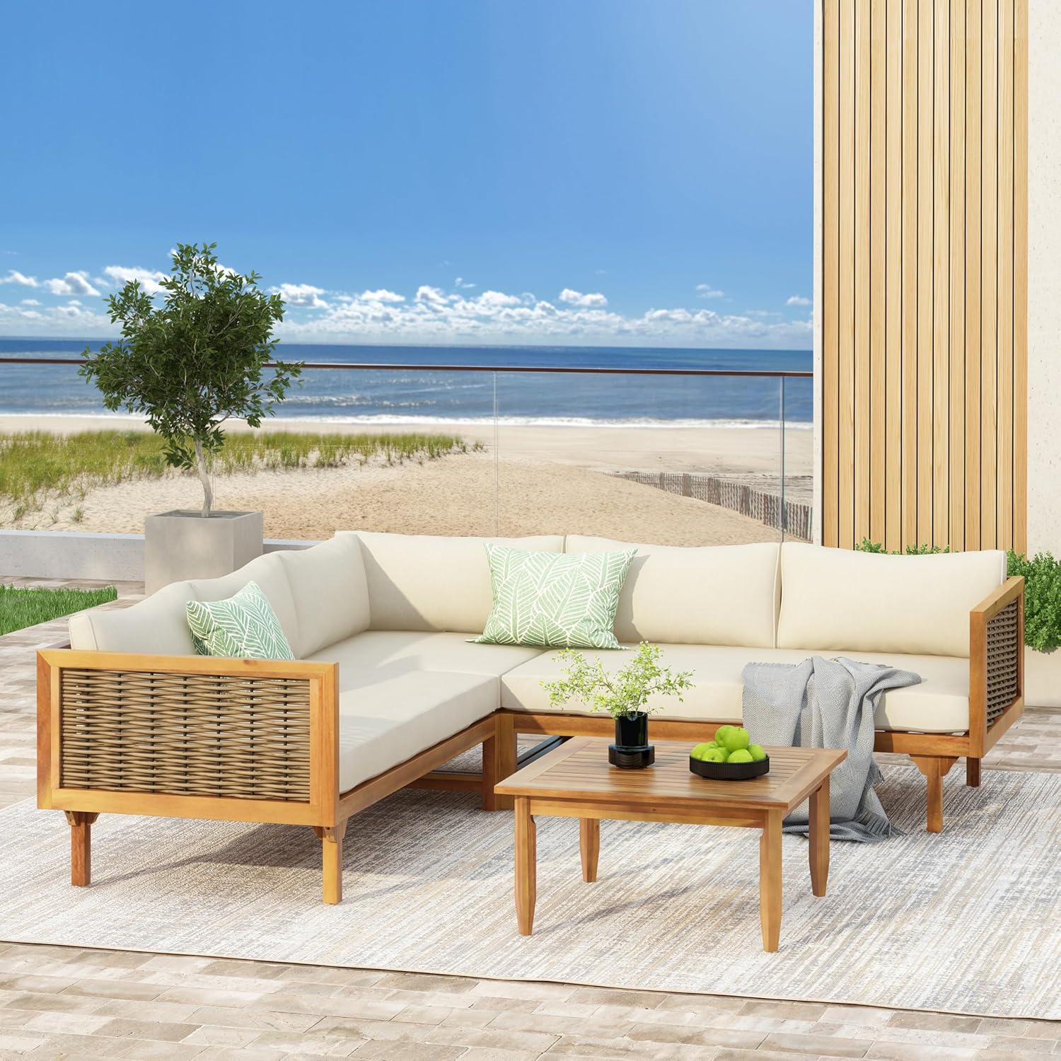 5-Seater Acacia Wood Patio Furniture Set