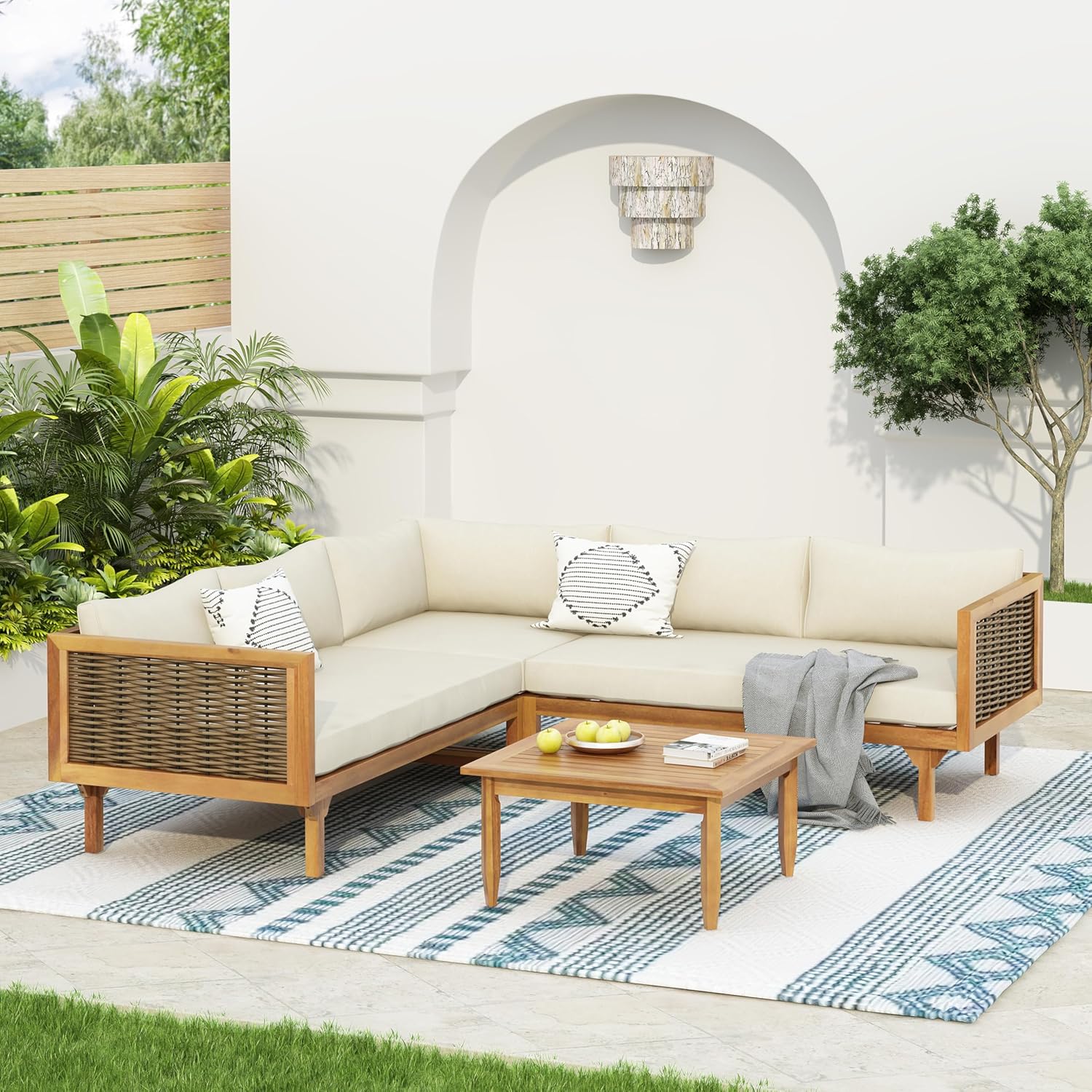 5-Seater Acacia Wood Patio Furniture Set