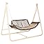 PURPLE LEAF Porch Swing 3 Person Patio Swing Chair with PVC Canopy Outdoor Deluxe Modern Yard Hammock Swinging Chairs w/Solar LED Light and Cushions for Backyard Glider Outside Loveseat Bench