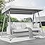 3-4 Person Oversized Outdoor Porch Swing with Adjustable Backrest Canopy,2-in-1 Swing Bed 800 lbs Capacity,Patio Swing with Removable Cushions for Yard Garden Poolside Balcony