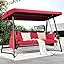 3-4 Person Oversized Outdoor Porch Swing with Adjustable Backrest Canopy,2-in-1 Swing Bed 800 lbs Capacity,Patio Swing with Removable Cushions for Yard Garden Poolside Balcony